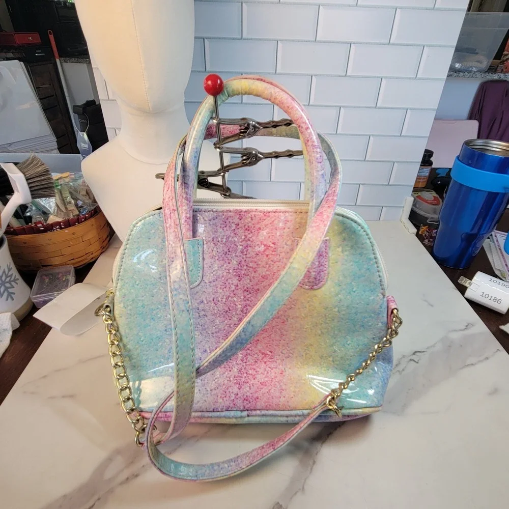 Luv Betsey by Betsey Johnson Mini Barrel Speckled Tie Dyed Kitty Crossbody Bag